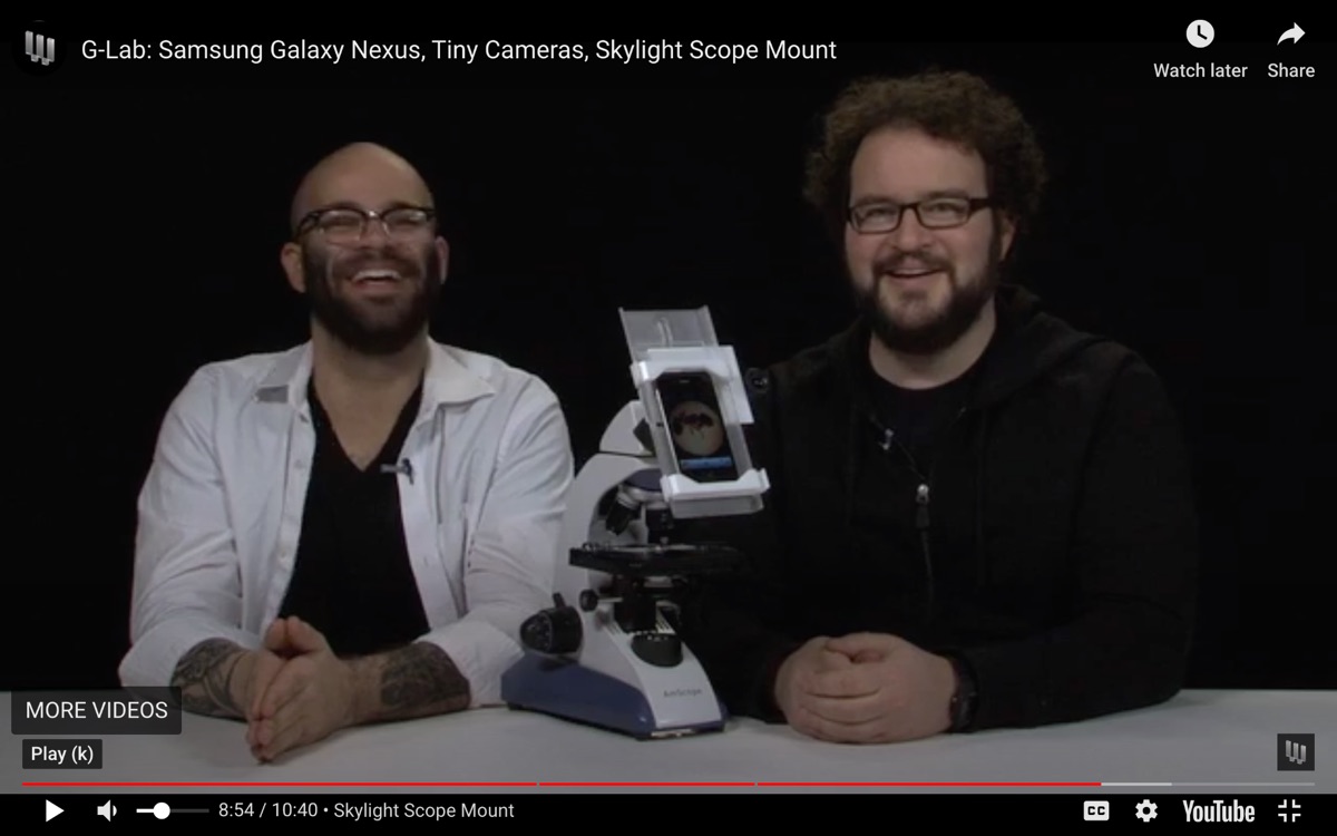 Skylight scope mount featured on Wired&rsquo;s G-Lab, turning a smartphone into a clinical microscope